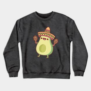 Cute Avocado With Sombrero Hat And Maracas Crewneck Sweatshirt